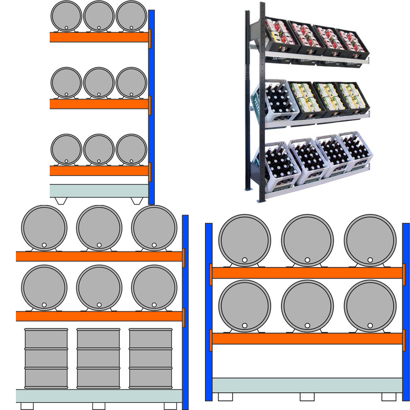 Étagères pour caisses de boissons